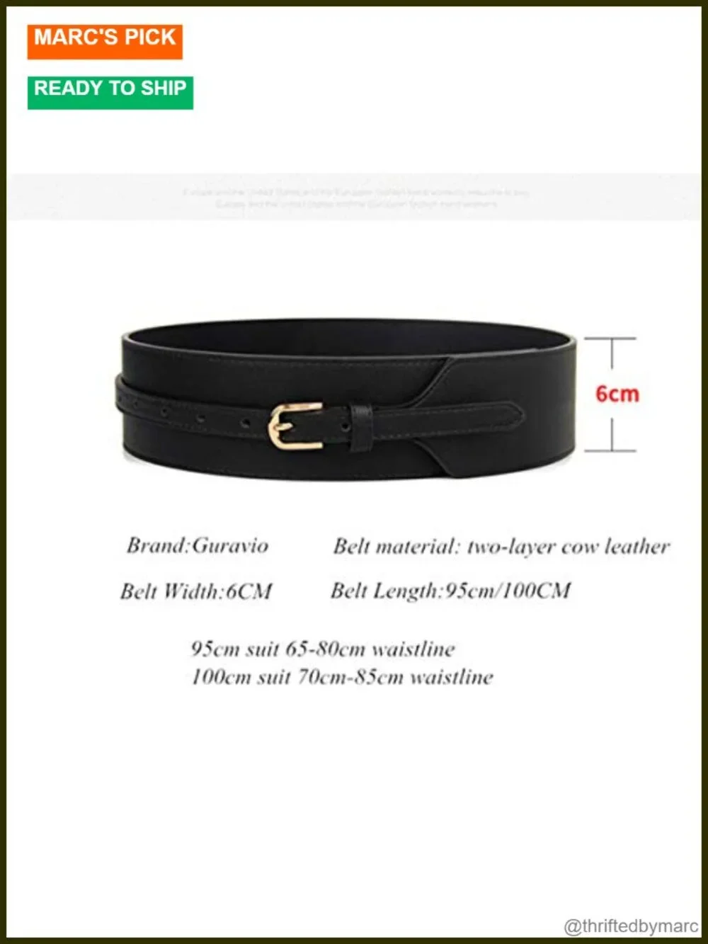 Wide PU Leather Waist Belt with D-ring Buckle